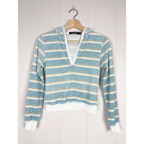 Rampage | Striped Velour Hooded Pullover - Picture 1 of 7